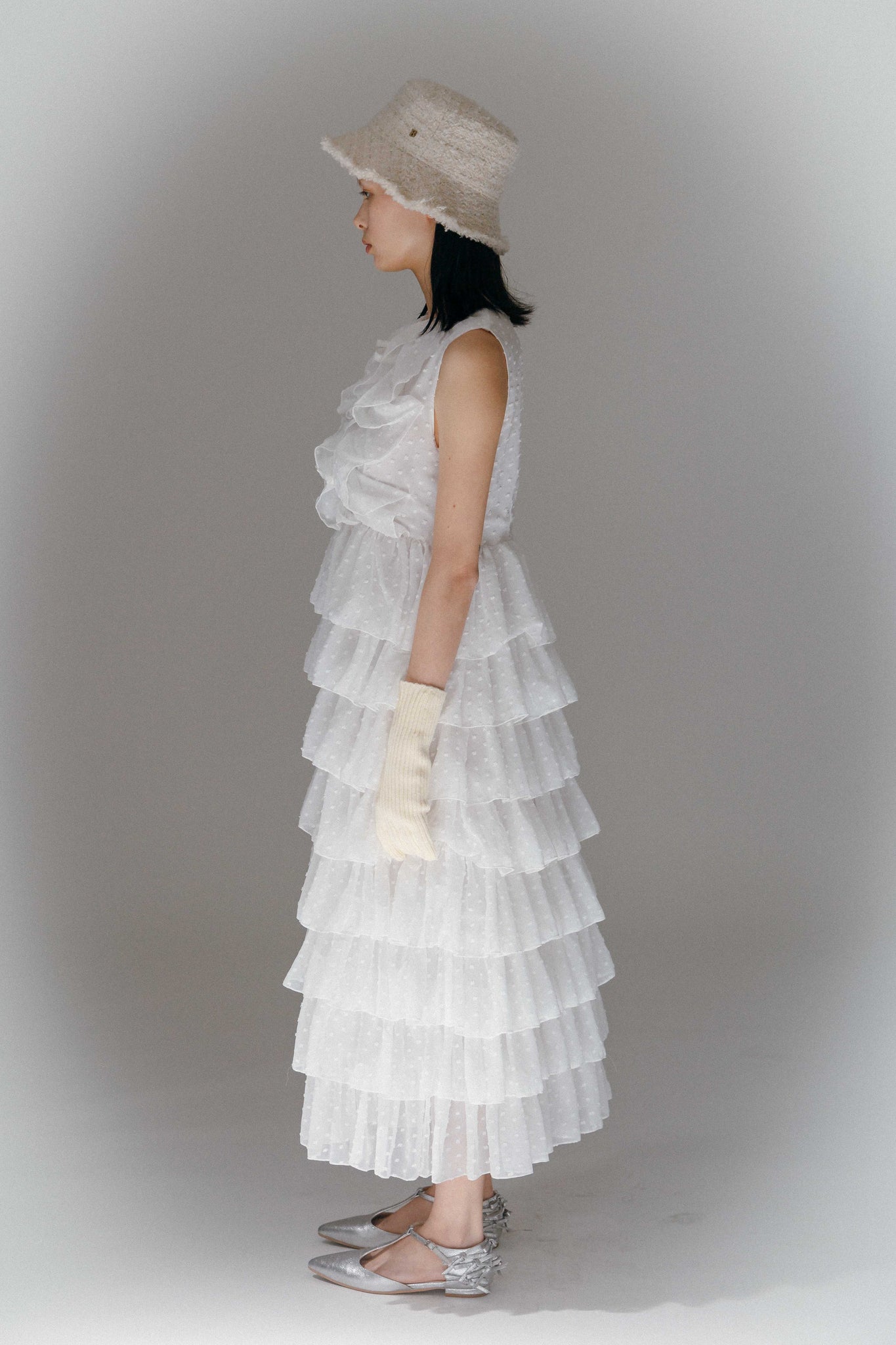SARA RUFFLED MIDI  DRESS