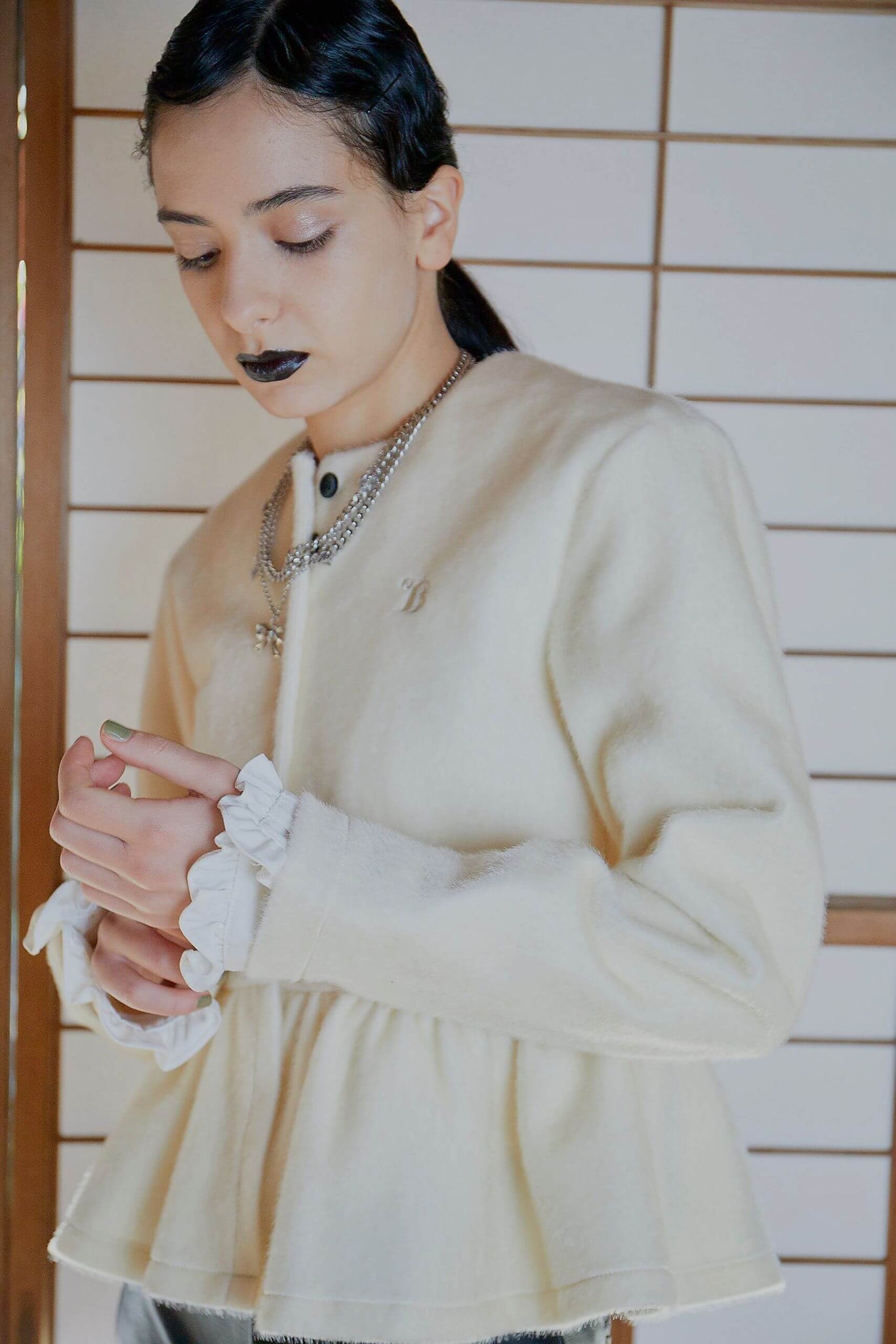 "B" CAMEL PEPURAMU CARDIGAN